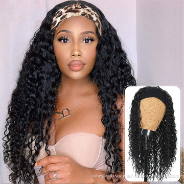 Wholesale wig headband Synthetic afro hair kinky curly Headband Wigs  Machine Made Loose wave wig headband